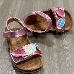Pink Kids Sandals with Leaf Accents